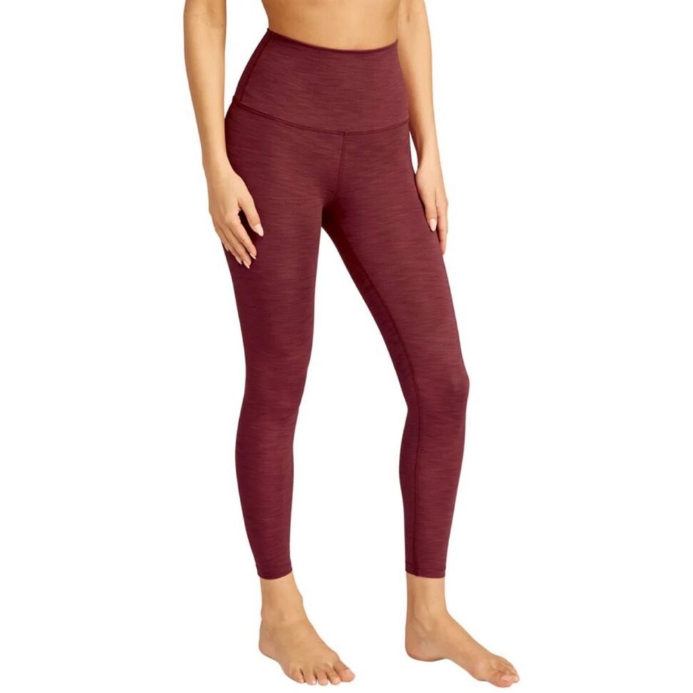 Beyond Yoga NWT Heather Rib Midi High Waisted Yoga Leggings Rosewood sz Small